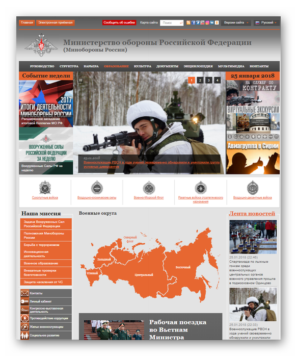 Министерство обороны РФ официальный сайт